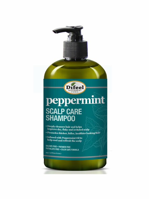 Difeel Peppermint Shampoo 12 oz Шампунь для ухода за кожей головы с мятой, 354,9 мл