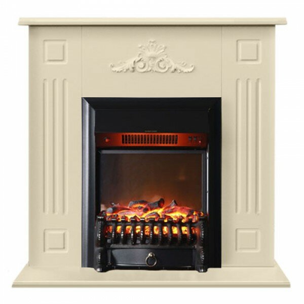фото Электрокамин ClassicFlame Лотос с очагом Fobos FX Black слоновая кость