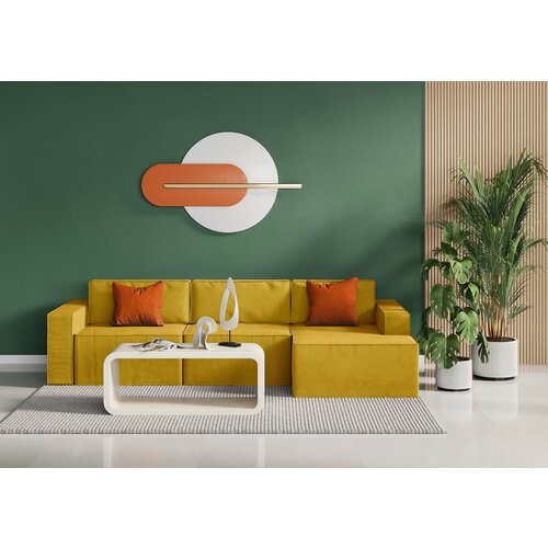 Угловой модульный диван Камо, 3 блока, правый угол, еврокнижка тик-так, с ящиком для белья, габариты 300*106*75 см, спальное место 260*155 см, микровелюр