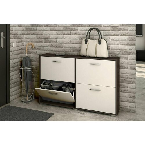 Обувница Мира 2.2 120х29х78 венге цаво, белый