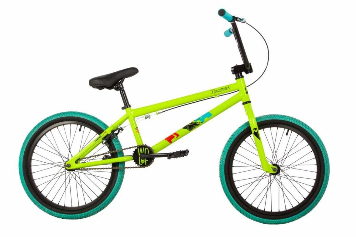 фото Велосипед NOVATRACK 20" WOLF сталь 10, черный, U-BRAKE 10" зеленый