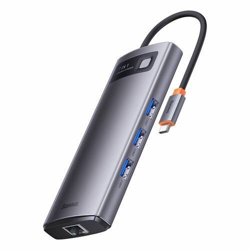 USB-концентратор Baseus BS-OH044 Metal Gleam пластик алюминий 7 Гнезд PD 3xUSB30 2xHDMI RJ45 Вход 5 В3 А Выход 5 В09 А цвет серый 583000₽