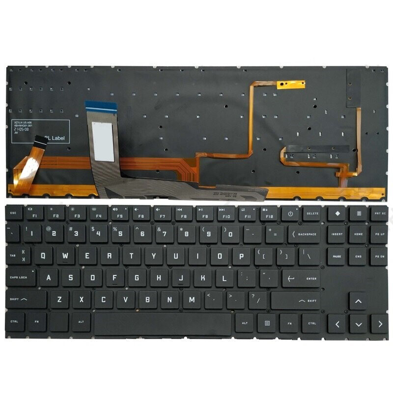 Клавиатура для ноутбука HP Omen 15-en, 15t-en, 15-ek, 15t-ek черная с RGB подсветкой
