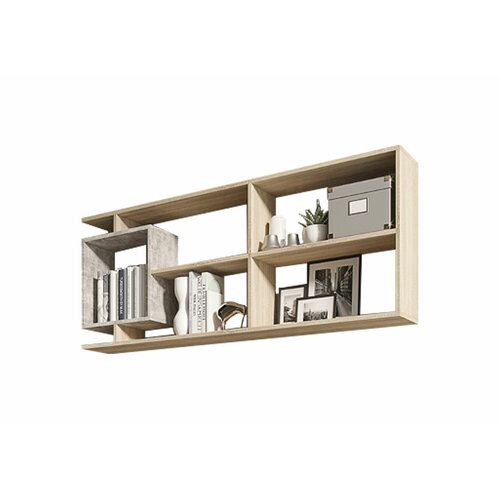 Полка Миф Неаполь-1 бетон светлый дуб сонома 150х266х568 см 5890₽