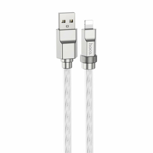 Кабель USB - 8 pin HOCO U113, 1.0м, 2.4A, цвет: серебряный usb дата кабель lightning hoco u113 1м силиконовый синий