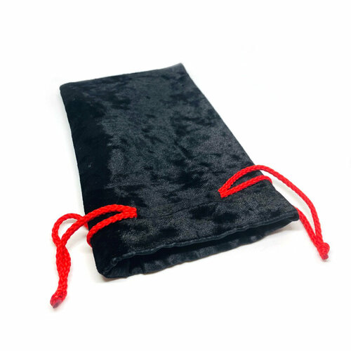 Мешочек для хранения Макси, черный с красными шнурками, бархат, 12 на 18 см мешочек пустой лен голубой 11 11 5 см для рукоделия вышивки для хранения карт костей игральных украшений
