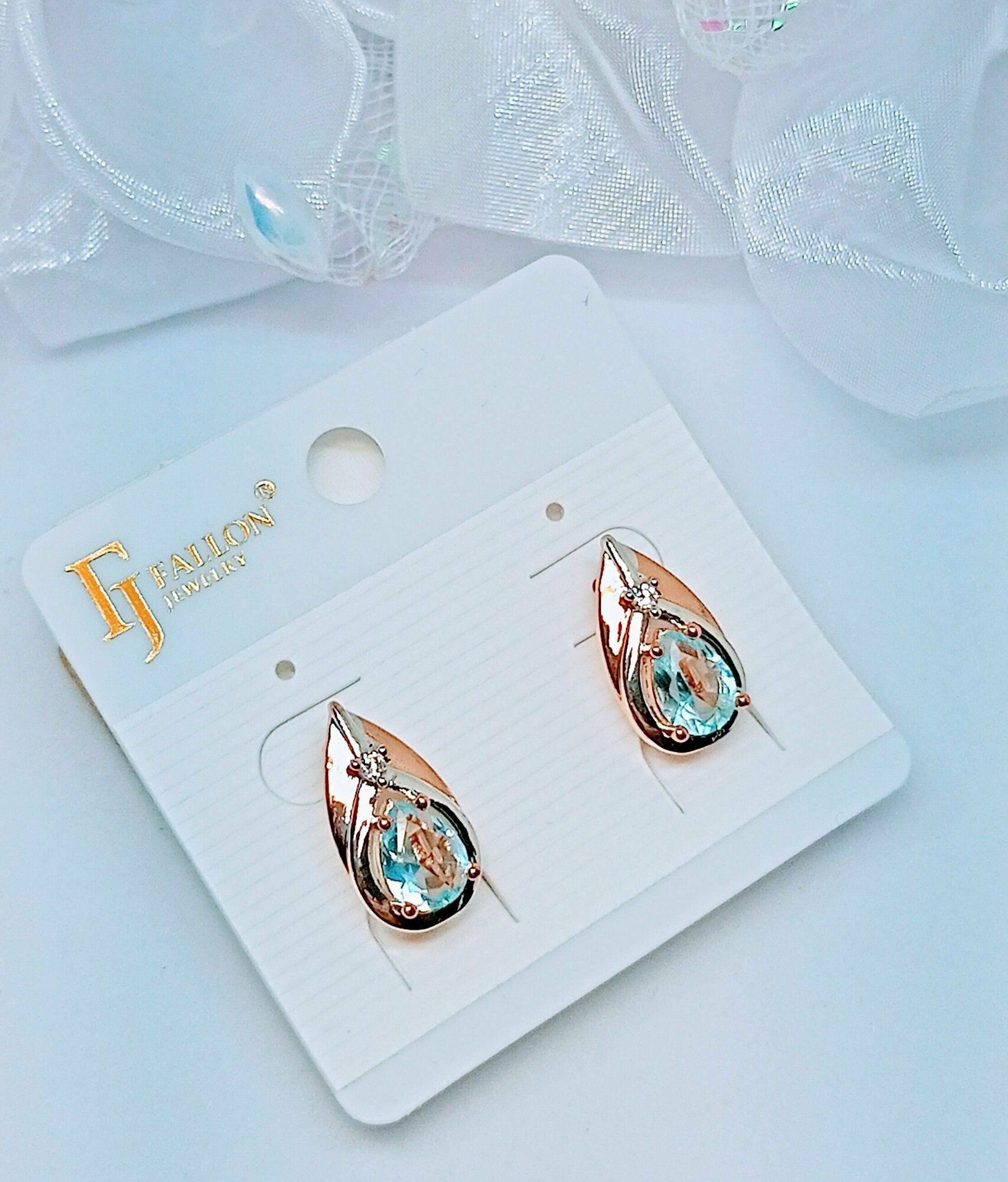 Серьги FJ Fallon Jewelry, голубой — фото 1