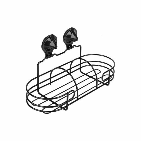 фото Полка для ванной Sakura одинарная, овальная, на присоске Air-lock, BI-3103A, 160х130х320 мм, BL, черная