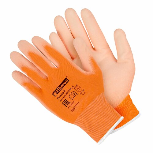 Перчатки полиэстеровые Fiberon размер 8 / M цвет оранжевый