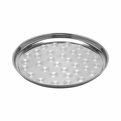 Поднос круглый, сталь нерж, диаметр 40см, серебрист.