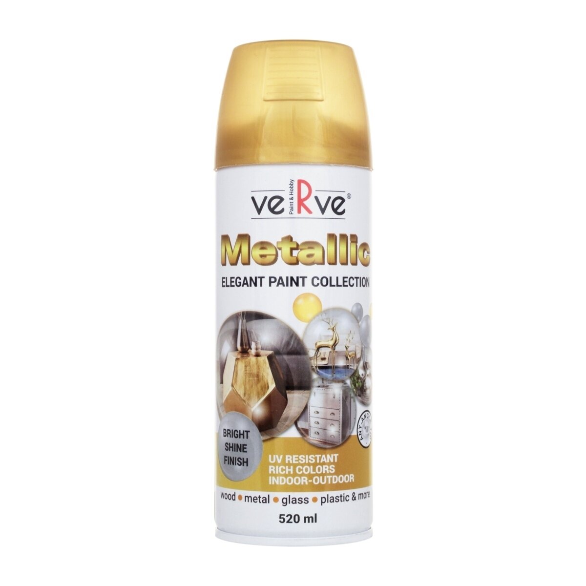Эмаль с эффектом сверкающего металлика Verve Metallic 520 мл RAL 1036 Сусальное золото 889-0100