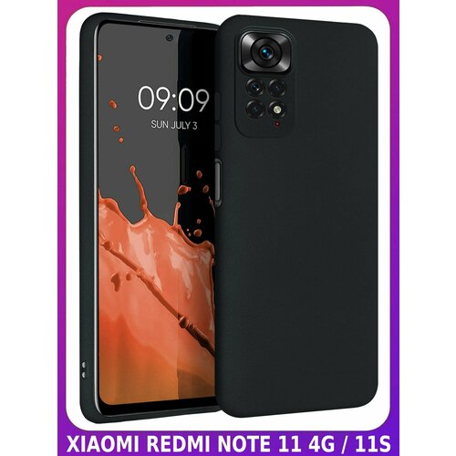 Черный Soft Touch чехол класса Премиум - ХIАОМI редми ноут 11 4G / 11S чехол на xiaomi redmi note 11 11s ксиоми редми ноте 11 11с силиконовый с защитной подкладкой из микрофибры синий miuko