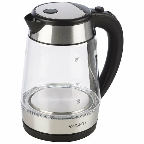 Чайник электрический 17Л 1850-2200ВТ диск стекло голубая LED подсв черный ENERGY 306700₽