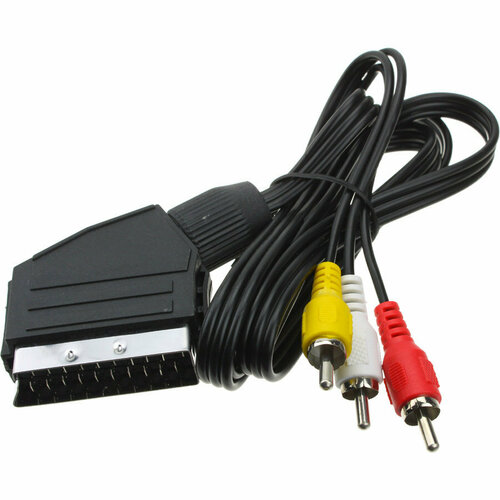 Шнур 3RCA-SCART 1м Сигнал кабель sca7121 023 аудио видео черный scart 21pin plug s vhs plug 6 8мм 2м м schwaiger