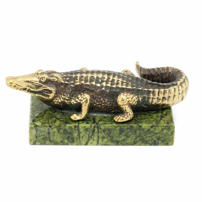 Статуэтка "Крокодил" большой бронза змеевик 116156