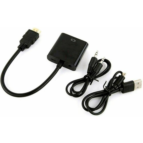 Переходник HDMI (M) - VGA (F), 0.1м, Buro (HDMI-M-VGA-F-WUSB) переходник gopower hdmi m vga f с питанием со звуком