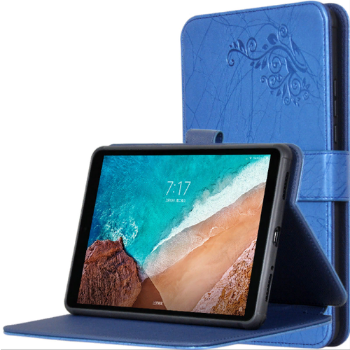 Чехол MyPads Bellissimo modello закрытого типа с красивым узором для планшета Xiaomi Mi Pad 4 с держателем для руки синий из эко-кожи