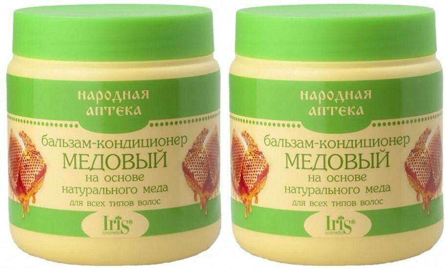 Iris cosmetic Бальзам для всех типов волос Народная аптека, Медовый 500 мл, 2 шт
