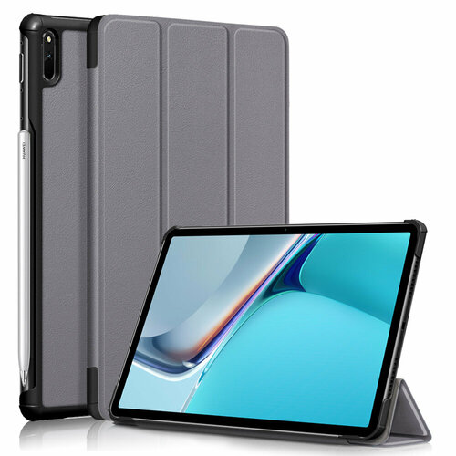 чехол mypads для huawei matepad 11 2021 dby w09 dby l09 Чехол-обложка MyPads для Huawei MatePad 11 (DBY-W09) 2021 тонкий умный кожаный на пластиковой основе с трансформацией в подставку серый