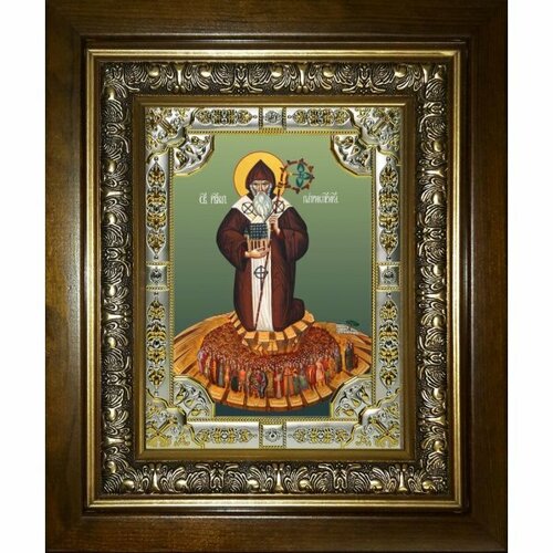 Икона Патрик (Патрикий) просветитель Ирландии, 18x24 см, со стразами, в деревянном киоте, арт вк-4332