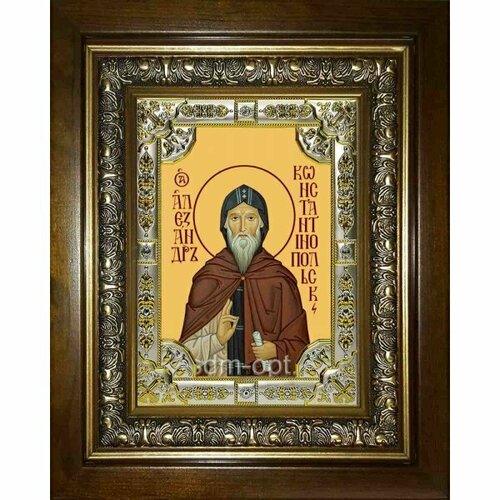 Икона Александр Константинопольский, 18x24 см, со стразами, в деревянном киоте, арт вк-1603
