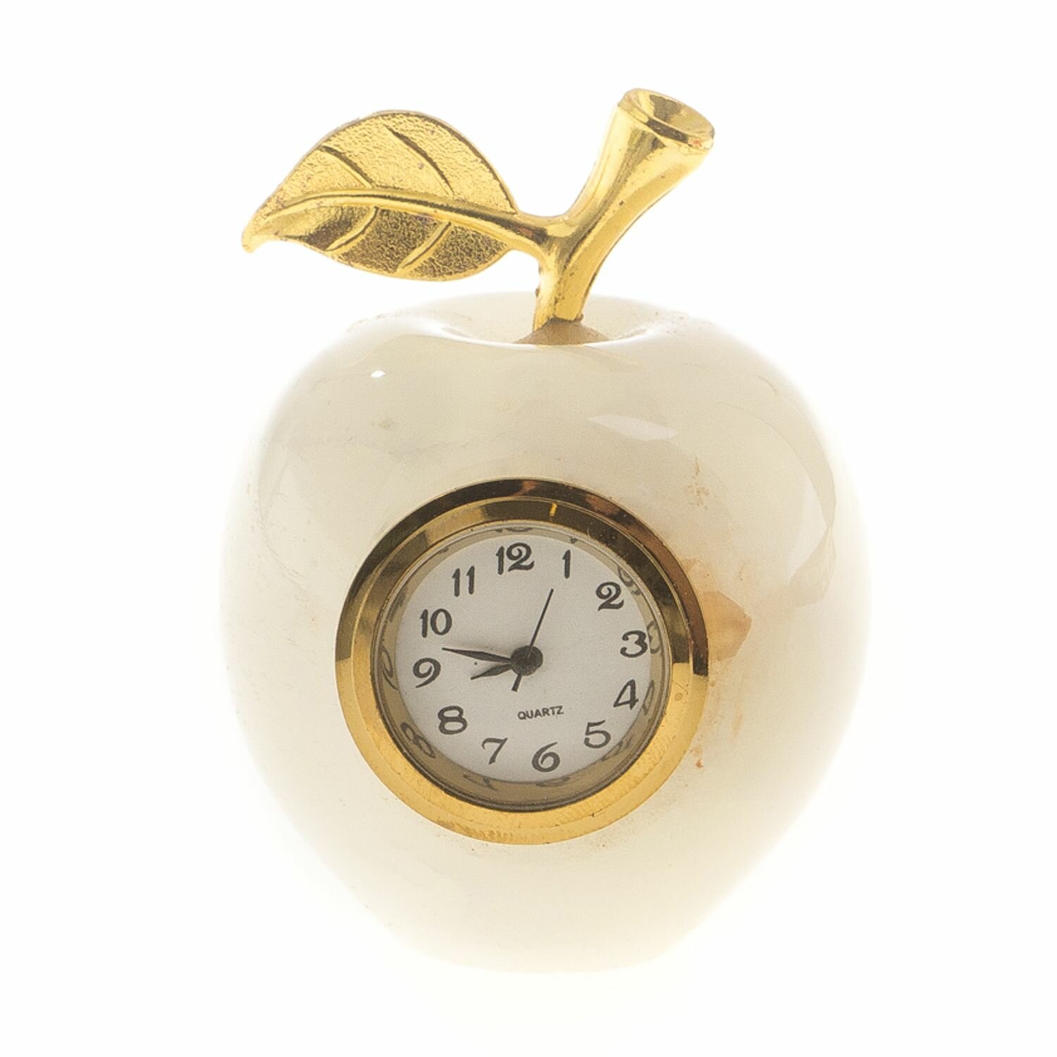 Часы "Яблоко" из бежевого оникса 5х6 см (2) 124640