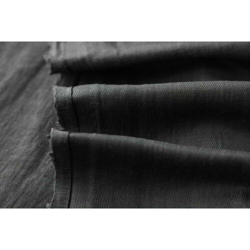 Ткань лен черный с диагональным плетением