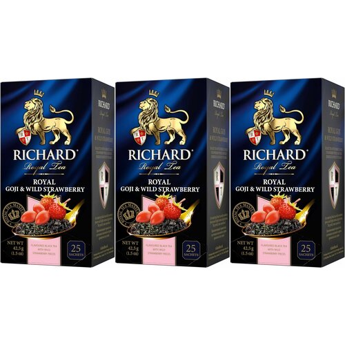 Richard Royal чай черный Goji & Wild Strawberry 25пак - 3 штуки