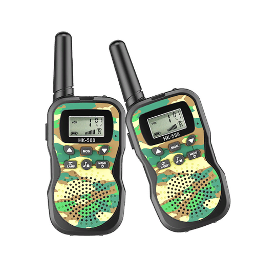 Портативная детская радиостанция MyPads в подарок работает от четырех батареек ААА с дисплеем и фонариком 22 частоты зеленый