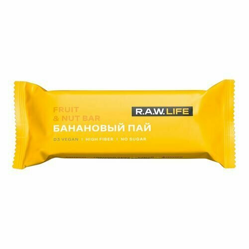 Raw Life Батончик орехово-фруктовый "Банановый пай", 47 грамм