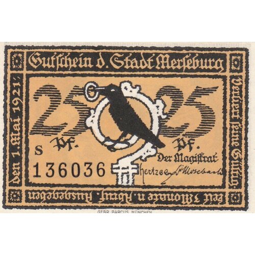 Германия (Веймарская Республика) Мерзебург 25 пфеннигов 1921 г.