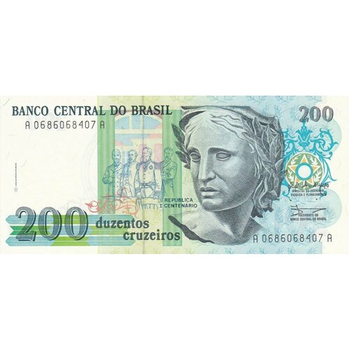 Бразилия 200 крузейро 1990 г. банкнота бразилия 200 крузейро 1990