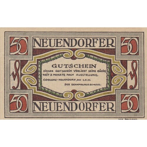 Германия (Веймарская Республика) Кобленц-Нойдендорф 50 пфеннигов 1921 г.