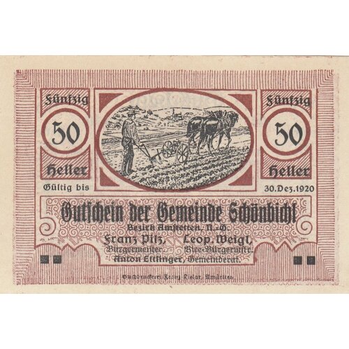 Австрия, Шёнбихль 50 геллеров 1920 г. (№2) австрия шёнбихль 10 геллеров 1920 г