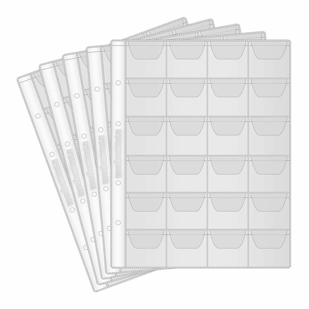 фото Листы PROFESSIONAL в альбом Optima на 12 монет, с карманами. Упаковка (5 шт.). Альбоммонет