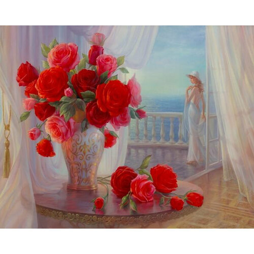 Картина по номерам Colibri Красные розы (худ. Дандорф О.) 40х50 см Холст на подрамнике