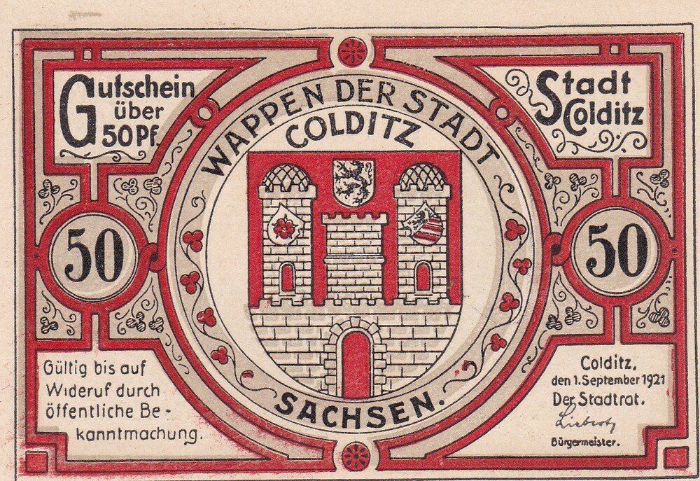 Германия (Веймарская Республика) Кольдиц 50 пфеннигов 1921 г. (L)