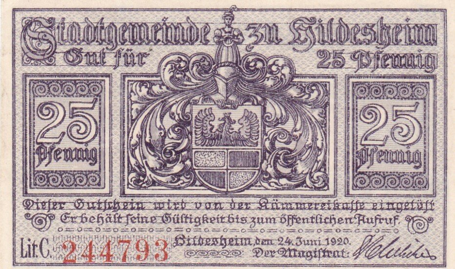 Германия (Веймарская Республика) Хильдесхайм 25 пфеннигов 1920 г.