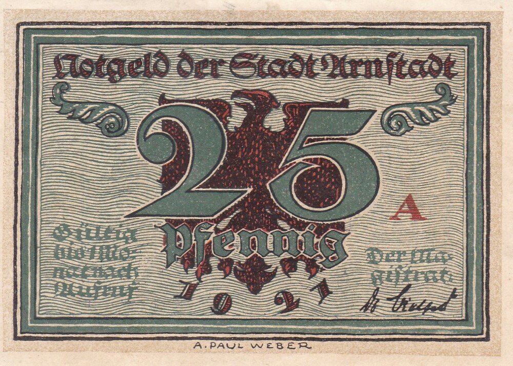 Германия (Веймарская Республика) Арнштадт 25 пфеннигов 1921 г. (A)