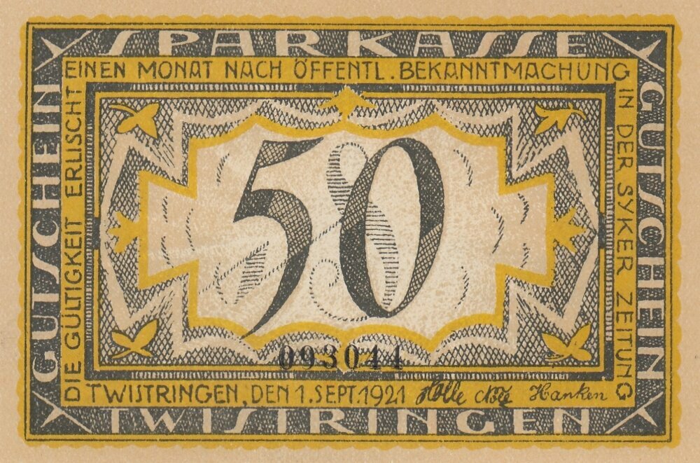 Германия (Веймарская Республика) Твистринген 50 пфеннигов 1921 г. (3)