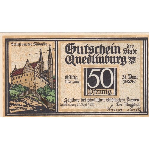 Германия (Веймарская Республика) Кведлинбург 50 пфеннигов 1921 г. (№3)
