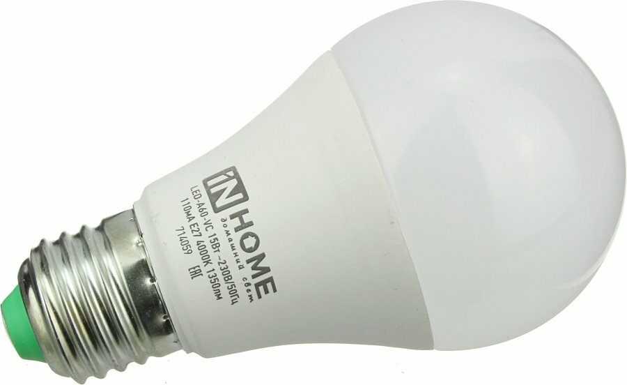 Лампа светодиодная LED-A60-VC 15Вт 230В Е27 4000К 1350Лм матовая in home