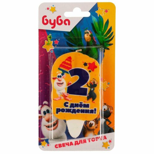 Свеча для торта со стикером 2 Буба Чудо праздник CC-74827-02-BB 502₽