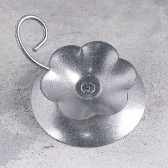 Подсвечник "Цветок Н" металл на одну свечу, 9х3,5 см, серебро - фотография № 3