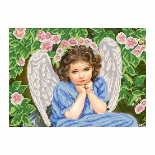 Задумчивый ангел, схема на канве