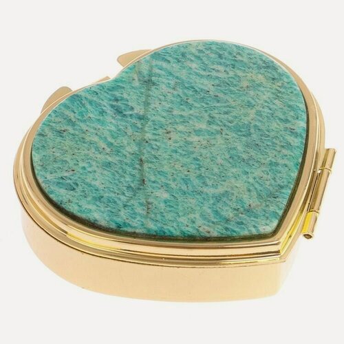 Изображение товара Таблетница "Сердце" на 3 отделения камень амазонит цвет золото 125903