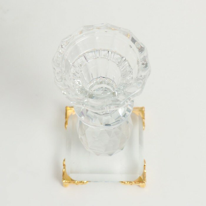 SUI Подсвечник стекло на 1 свечу "Бутон" прозрачный d=2,3 и 4 см 6,5х6,5х14,2 см