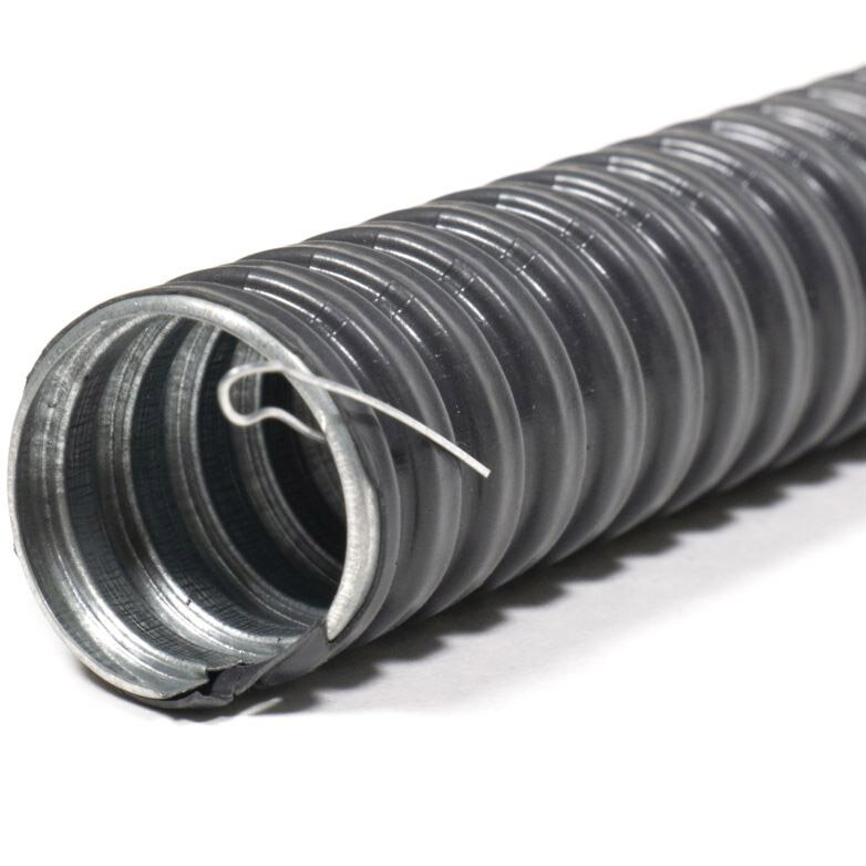 фото Металлорукав в ПВХ изоляции МРПИ НГ 10 черный с протяжкой гофроматик {zeta44400} (упак 50 м)