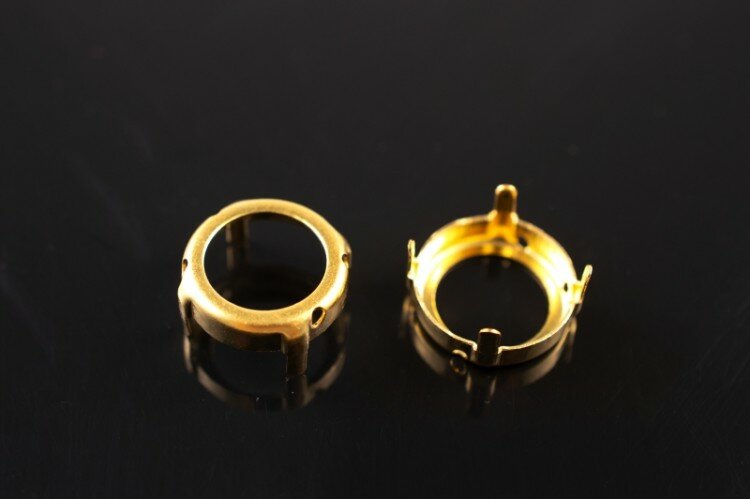 Оправа Риволи 16мм отверстия 1мм цвет золото латунь 42-025 2шт