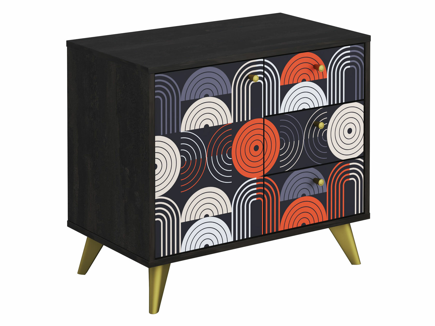 фото Комод стиль МК Фьюжн Камень угольный / Фотопечать Vinil